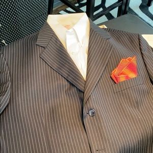 Black pinstripe three button coat